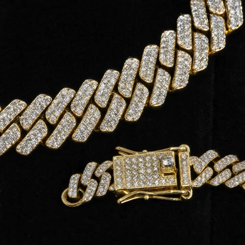 CADENA CUBANA BAÑADA EN ORO 18K CON CIRCONES, 60 CM DE LARGO, 1 AÑO GARANTIA + 1 PULSERA DE REGALO