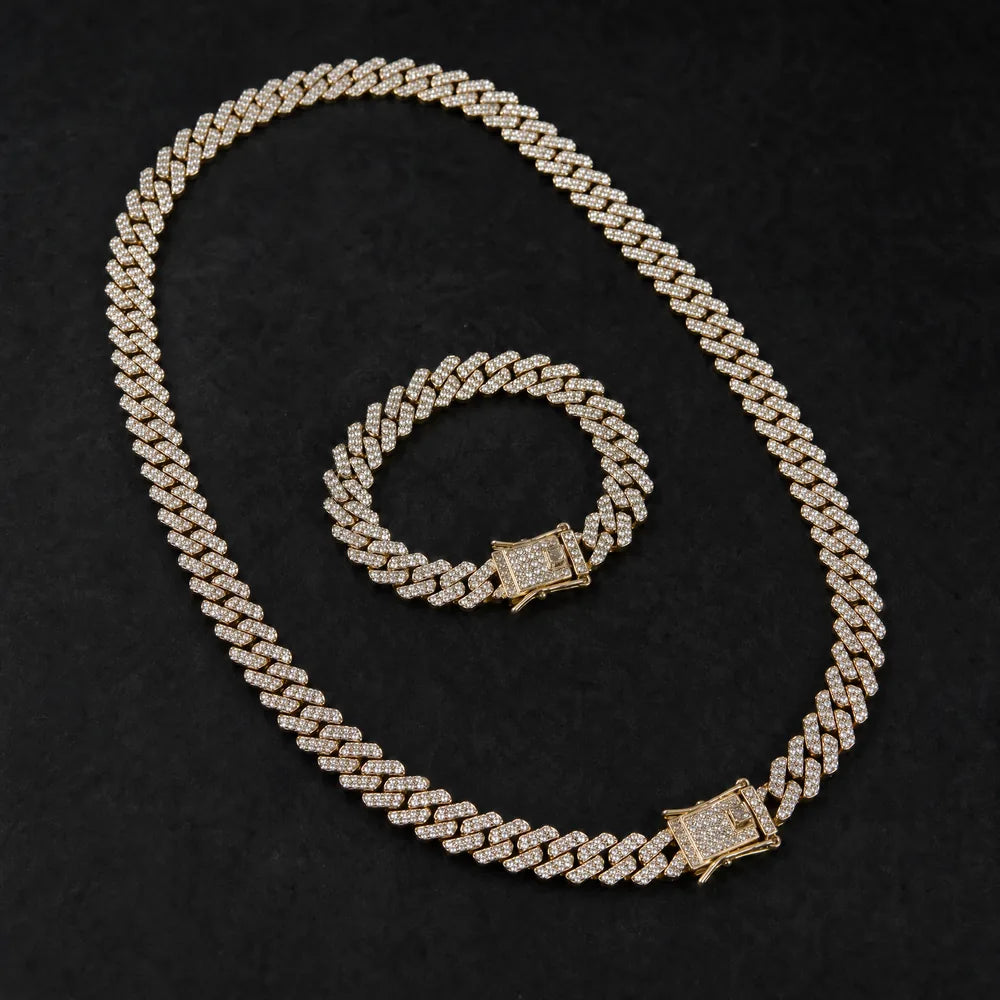 CADENA CUBANA BAÑADA EN ORO 18K CON CIRCONES, 60 CM DE LARGO, 1 AÑO GARANTIA + 1 PULSERA DE REGALO